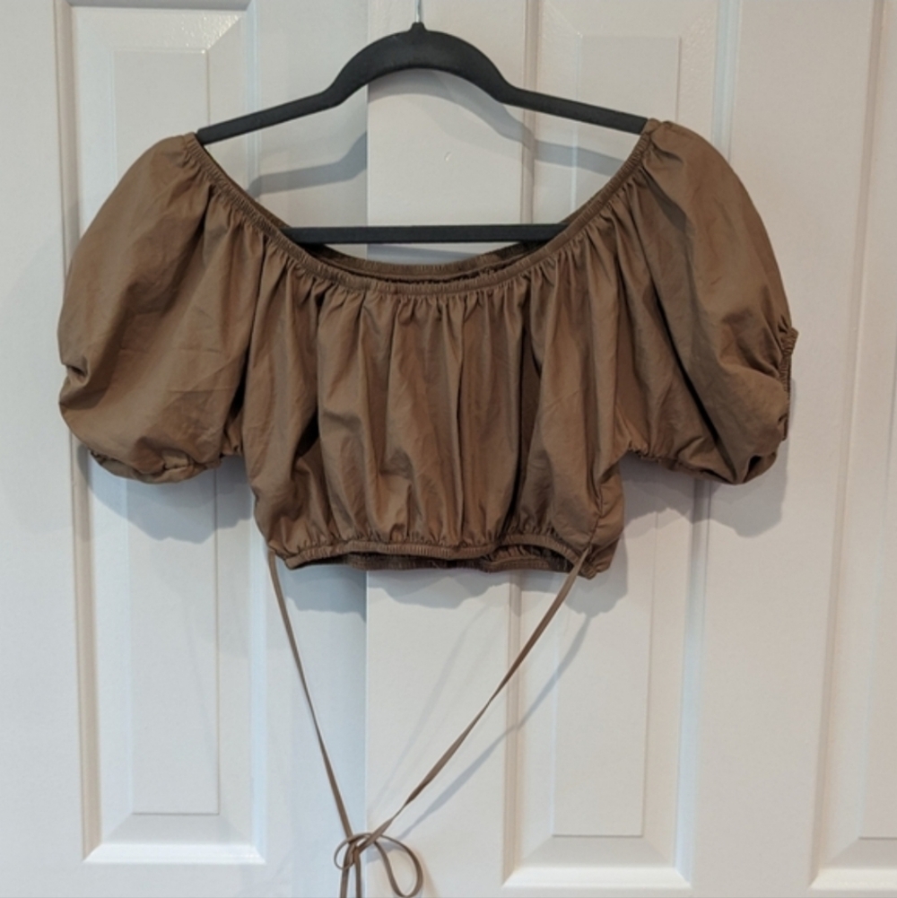 Garage Top Off The Shoulder Bubble Top Small Wrap Cottagecore Indie - Picture 5 of 9